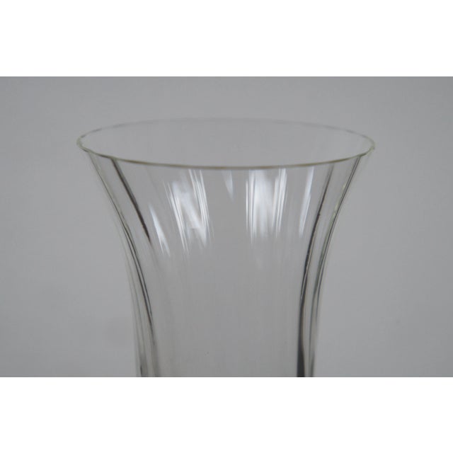 Transparent 1998 Hand Blown Art Glass Trumpet Vase with Gold Flake Bauble For Sale - Image 8 of 11