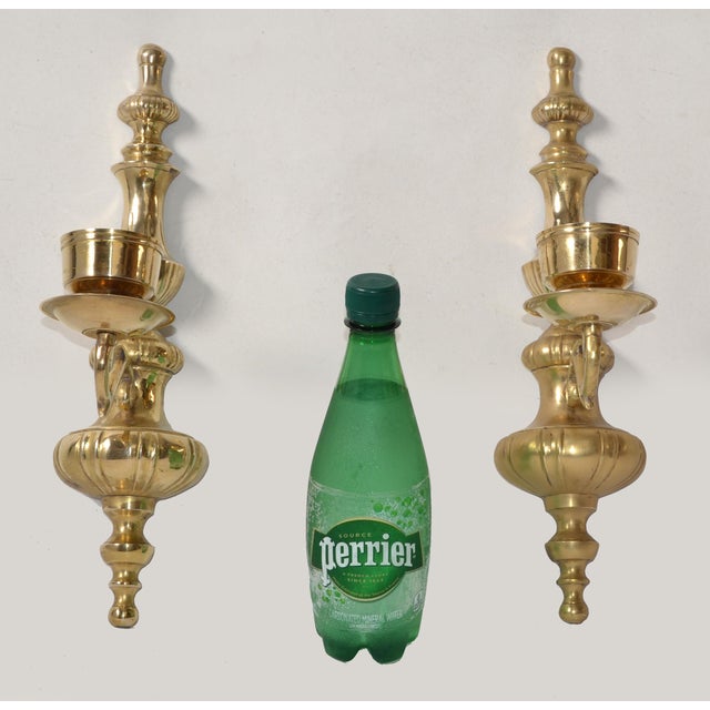 1970s 1970s Solid Cast Bronze Candle Sconces, Non Electrified Wall Lights - Pair For Sale - Image 5 of 12