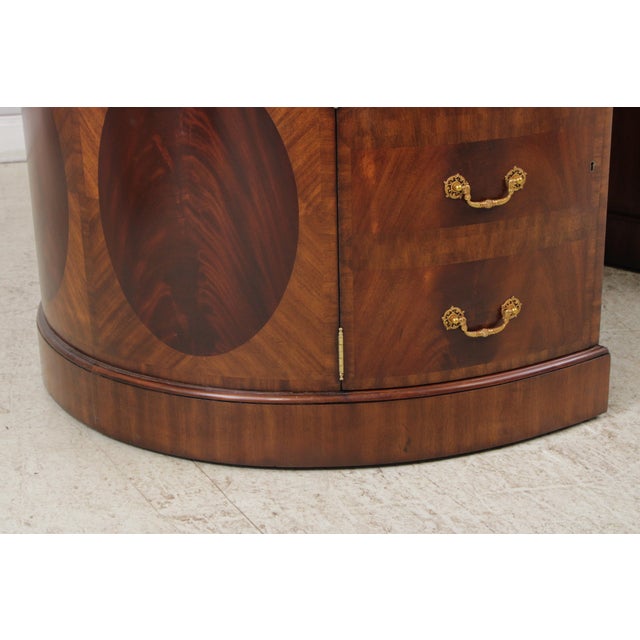 Maitland Smith Leather Top Oval Partners Desk For Sale - Image 10 of 18