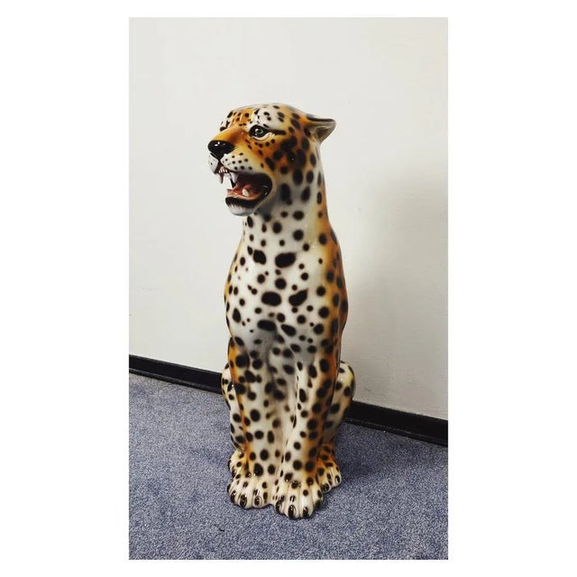 Contemporary Leopard Statue in Ceramic from Ceramiche Boxer For Sale - Image 3 of 6