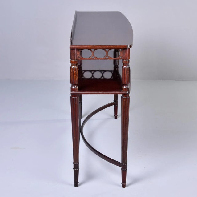 English Vintage English Two Tier Mahogany Console With Open Work Apron For Sale - Image 3 of 12