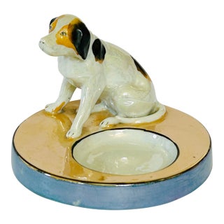 Japanese Lusterware Jack Russell Terrier Catchall For Sale
