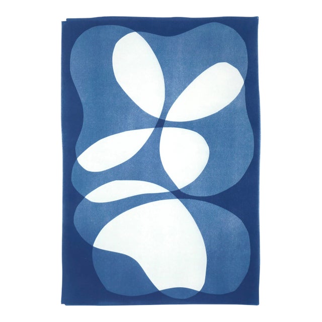 2022, Minimal Blue Tones Cyanotype Monotype of "Layered Kidney Beans", Piece by Kind of Cyan For Sale