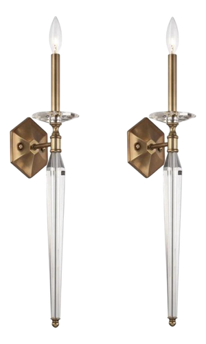 Hugo Roman Bronze Wall Sconces with Faceted Crystal Drops by Crystorama Lighting, Set of 2