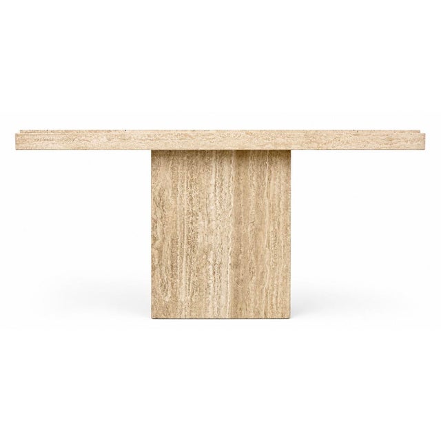1980s Italian Minimalist Travertine Console Table For Sale - Image 5 of 8