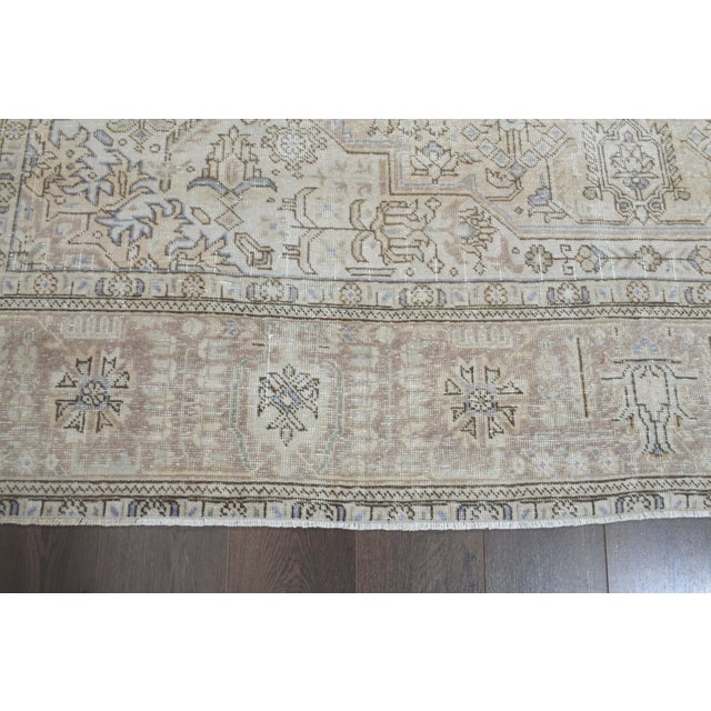 Beige 1970s Vintage Persian Handmade Wool Cotton Beige Area Rug For Sale - Image 8 of 11