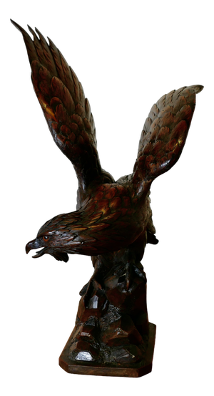 Large Black Forest Carved Eagle, 1800s, Walnut