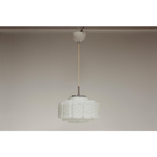 White Opal Glass Pendant Light in the Shape of a Flower from Limburg, 1970s For Sale - Image 15 of 16