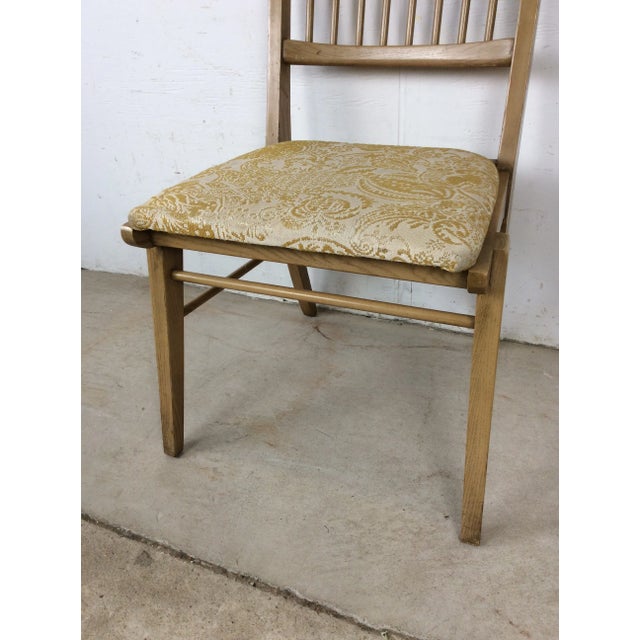 Mid Century Modern Side Chair With Limed Oak Finish and Newer Patterned Upholstery For Sale - Image 4 of 12