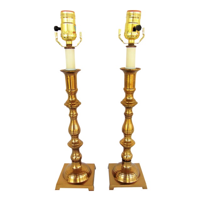 Brass Candlestick Buffet Lamps A Pair Chairish
