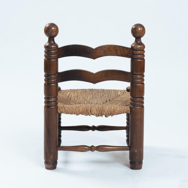 Low Brutalist Rush Chair in the style of Charles Dudoyt, 1950s For Sale - Image 5 of 10
