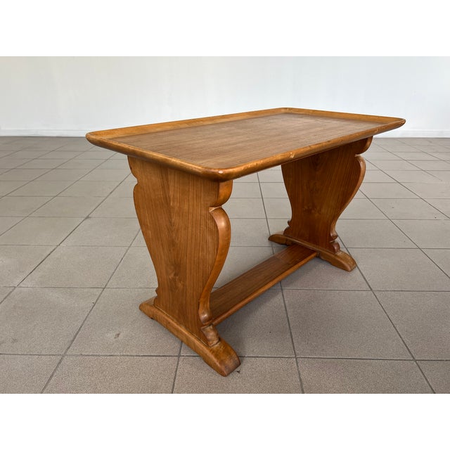 Chestnut Vintage French Walnut Trestle Side Coffee Table or End Table For Sale - Image 8 of 13