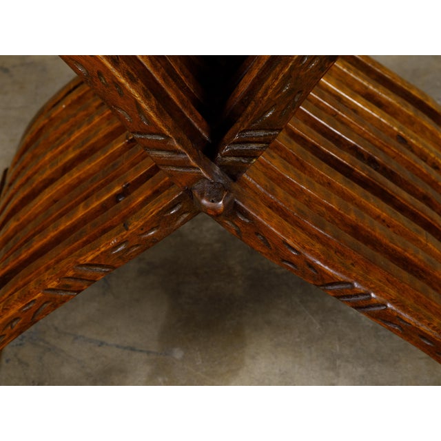 Italian Renaissance Style Walnut Savonarola Folding Chair circa 1900 For Sale - Image 10 of 12