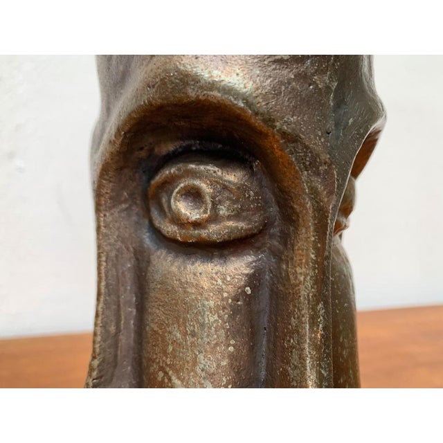 Mid-Century Brutalist Abstract Bronze Face Vase For Sale - Image 9 of 18