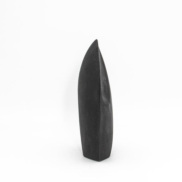 Black Modern Abstract Sculpture in Black Shagreen by Patrick Coard Paris For Sale - Image 8 of 10
