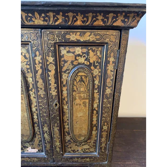 Late 19th Century 19th Century Chinese Back and Gold Lacquer Collector's Cabinet For Sale - Image 5 of 11
