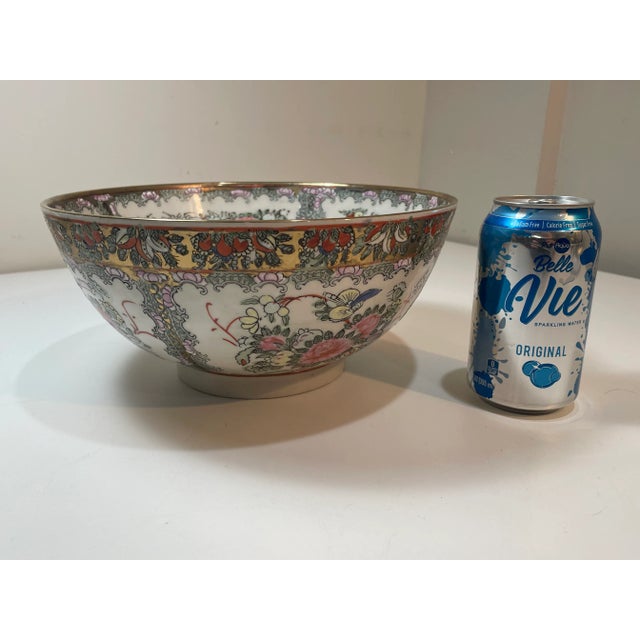Vintage Hand Painted Porcelain Rose Medallion Bowl - 10" For Sale In Philadelphia - Image 6 of 8