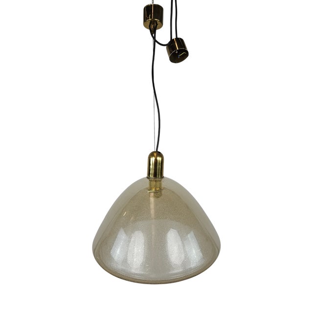 Italian Pendant Light in Pulegoso Glass, 1970s For Sale