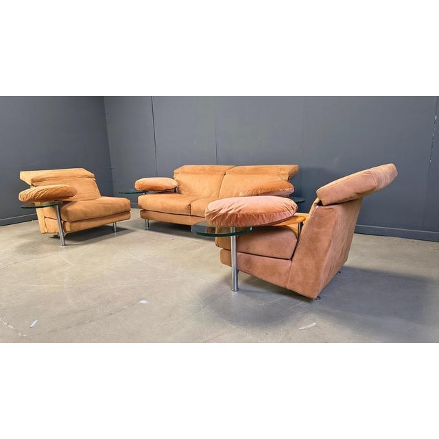 Rare Arca sofa set designed by Paolo Piva consisting of a two seater and two modular chairs which you can join to make...