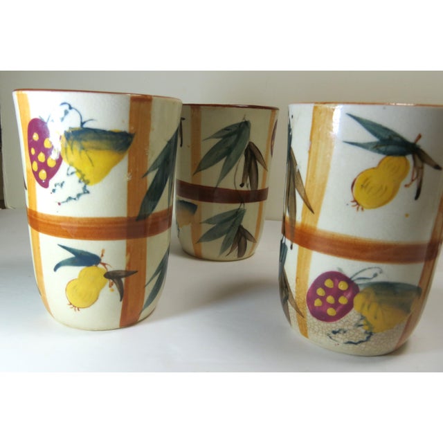 White 1950s Nasco Small Hand Painted Strawberries and Pears Glasses, Made in Japan- Set of 6 For Sale - Image 8 of 9