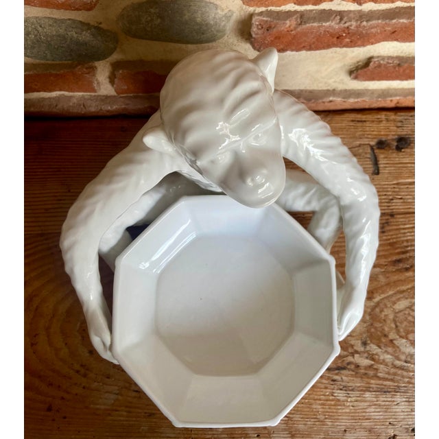 Ceramic Vintage White Ceramic Monkey Bowl by Paolo Danna for Vivai Del Sud, Italy, 1970s For Sale - Image 7 of 10