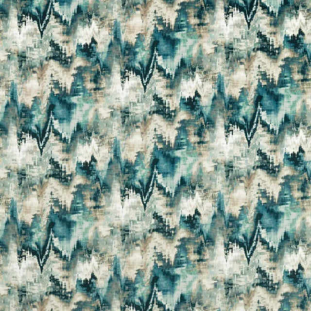 Harlequin Distortion Fabric in Adriatic/Ink/Parchment For Sale