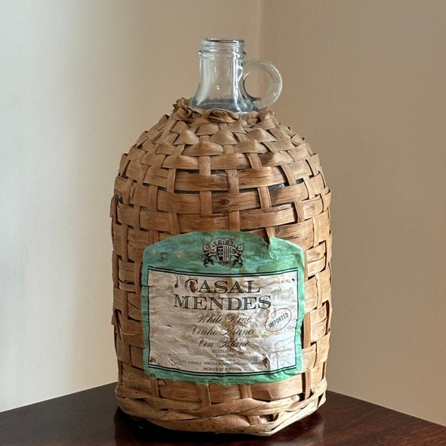 Vintage Wicker-Wrapped Demijohn Bottle, Portugal For Sale - Image 9 of 11