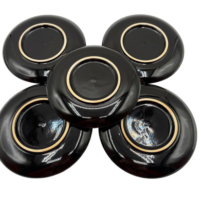 1960s Black Ceramic Mid Century 34 Piece Dinner Plate, Cup & Tea Set For Sale - Image 11 of 13