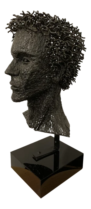 1980s Klein Signed Wire Metal Bust on Stand