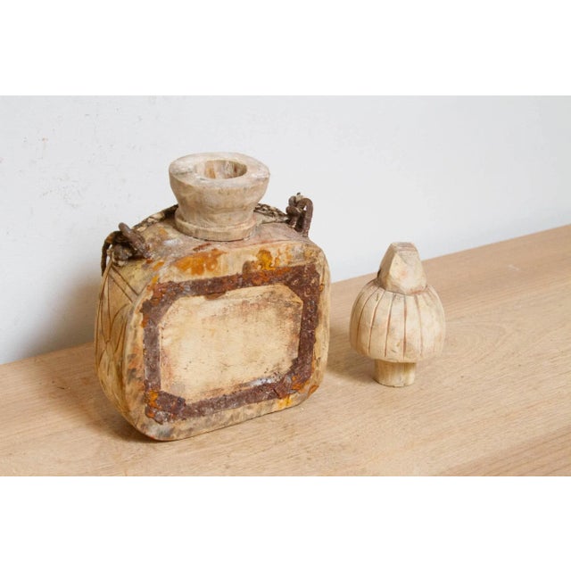 1960s Vintage Decorative Carved Wooden Bottle For Sale - Image 5 of 6