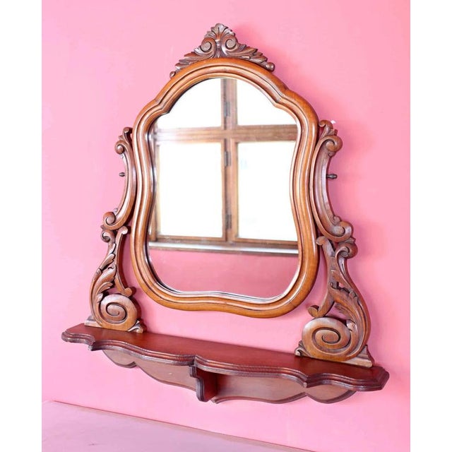 Antique Mirror with Carved Shelf For Sale - Image 4 of 4