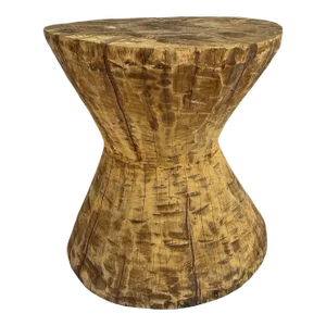 Rustic Hourglass Wood Side Table