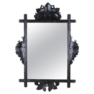 Rustic Black Forest Mirror with Leaves & Acorns, 1890s For Sale