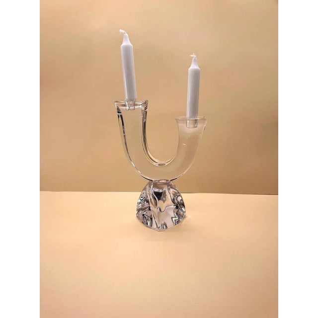 Vintage Crystal Glass Candleholder by Jean Daum for Daum, France, 1960s For Sale - Image 6 of 9