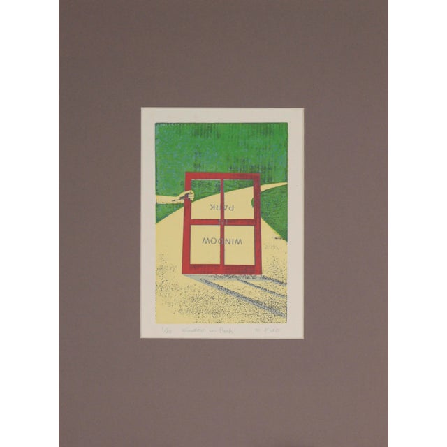 "Window In The Park" - Lithograph on Paper "Window in Park" lithograph by Megumi Kido from College of San Mateo class...