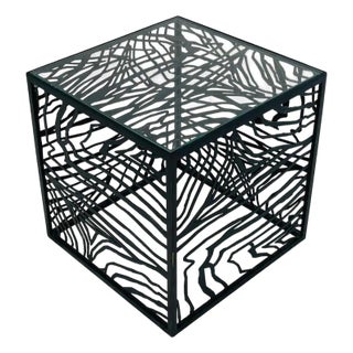 Italian Blackened Bronze Cube Table by Jean-Louis Deniot, Labeled For Sale