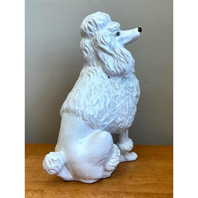 White Vintage Italian White Ceramic Poodle Sculpture For Sale - Image 8 of 12