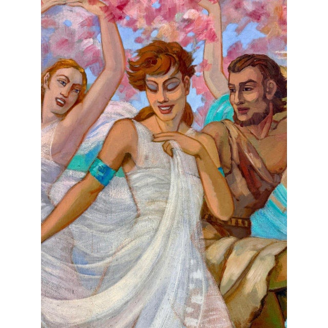 1940s Raoul Guinet, French Art Deco Spring Scene, 1940s, Oil on Canvas For Sale - Image 5 of 9