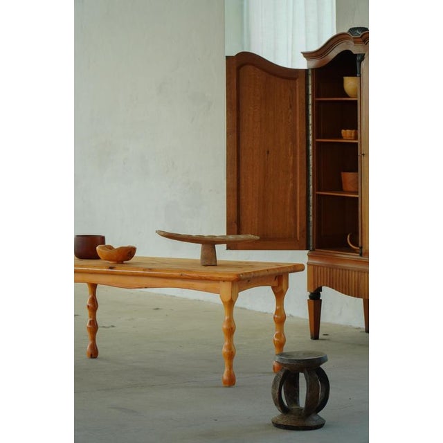 Modern Danish Scandinavian Brutalist Pine Coffee Table with Turned Legs, 1970s For Sale - Image 15 of 18
