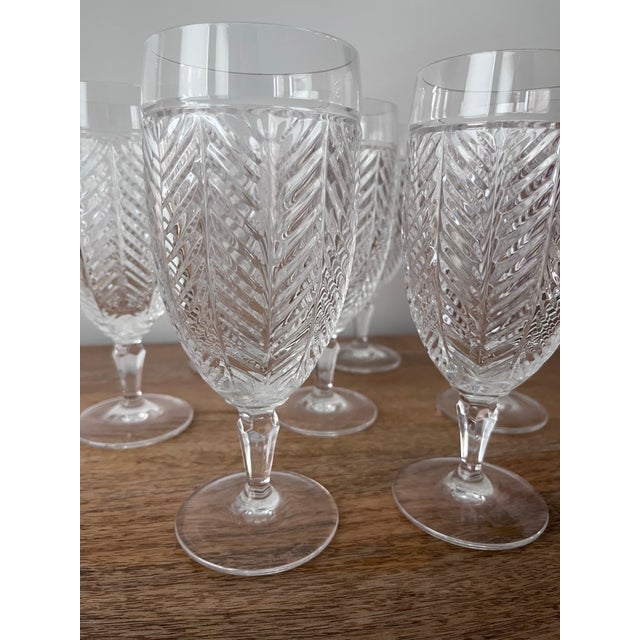1990s Ralph Lauren Crystal Cut Herringbone Iced Tea Glasses - Set of 7 For Sale In Houston - Image 6 of 10