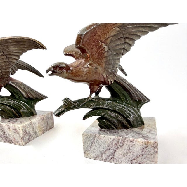 Metal Art Deco Painted Zinc Eagle Bookends, 1930s, Set of 2 For Sale - Image 7 of 10