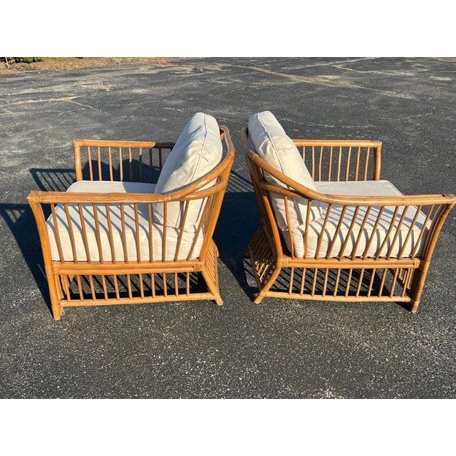 White 1970s Boho Chic Bamboo and Rattan Lounge Chairs in McGuire Style For Sale - Image 8 of 18