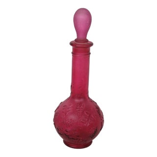 Avon Empty Magenta Glass Bottle With Stopper 1970s Skin So Soft Decanter 4884b For Sale