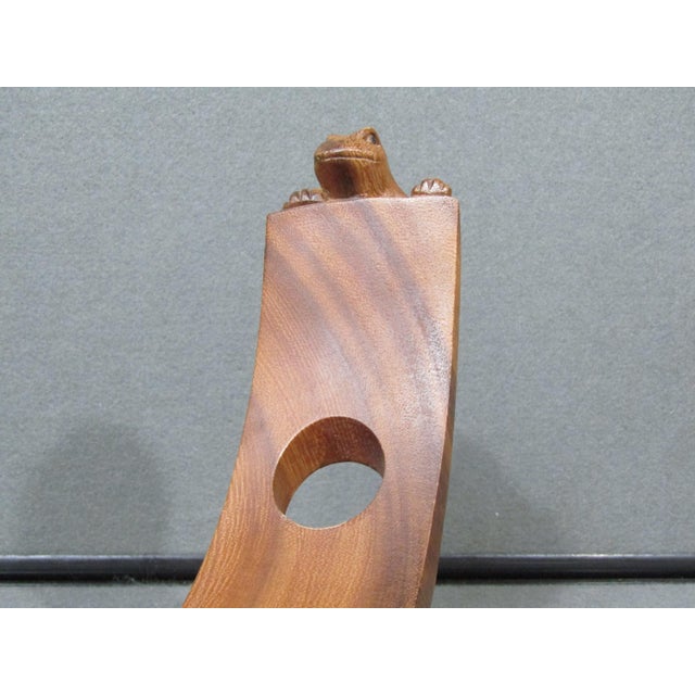 Modern Modern Signed Nengah Sudarsana Balinese Suar Wood Lizard Wine Bottle Holder For Sale - Image 3 of 13