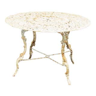 Victorian Style Vintage Cast Iron Round Garden Dining Table For Sale