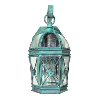 Vintage Petite Solid Brass Wall Lantern - 11” H X 5.5 W X 6” D For Sale