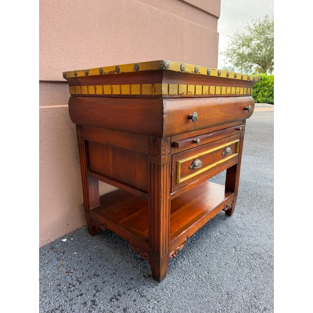 Campaign Vintage GuildMaster Campaign Style Accent Chest With Leather Top For Sale - Image 3 of 12
