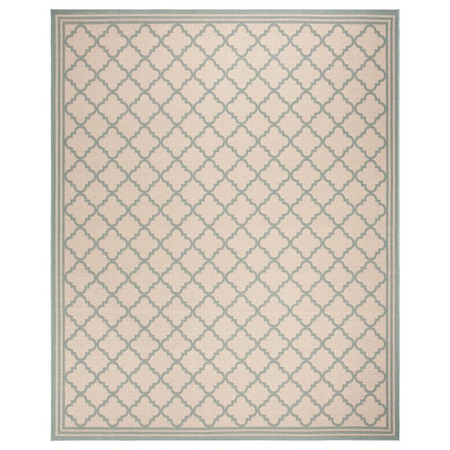Sea Cottage Indoor Outdoor Rug Cream & Aqua 7'10"x10' For Sale - Image 4 of 4