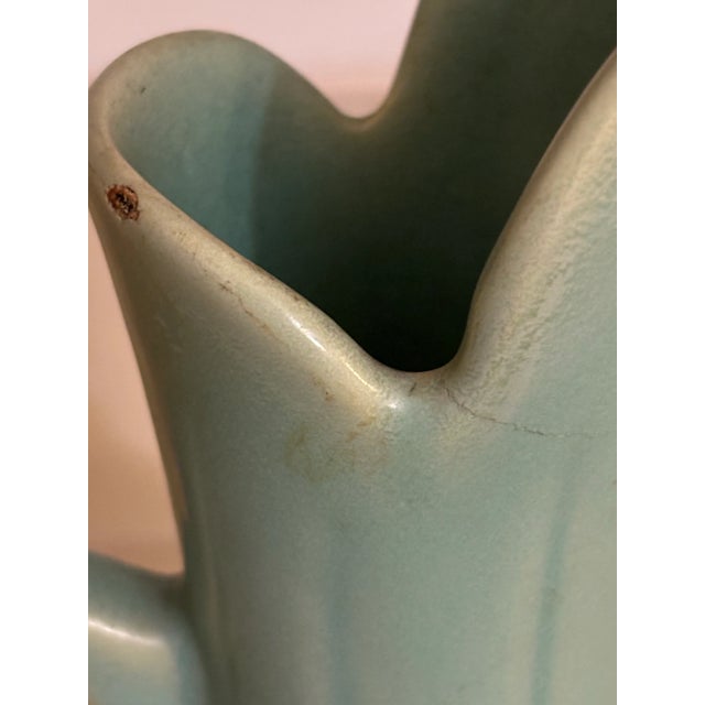 Ceramic Vintage Weller Pottery Urn Vase Green White Flowers For Sale - Image 7 of 9