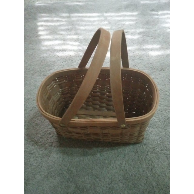 1990s Handmade Woven Basket Handbag For Sale - Image 4 of 5